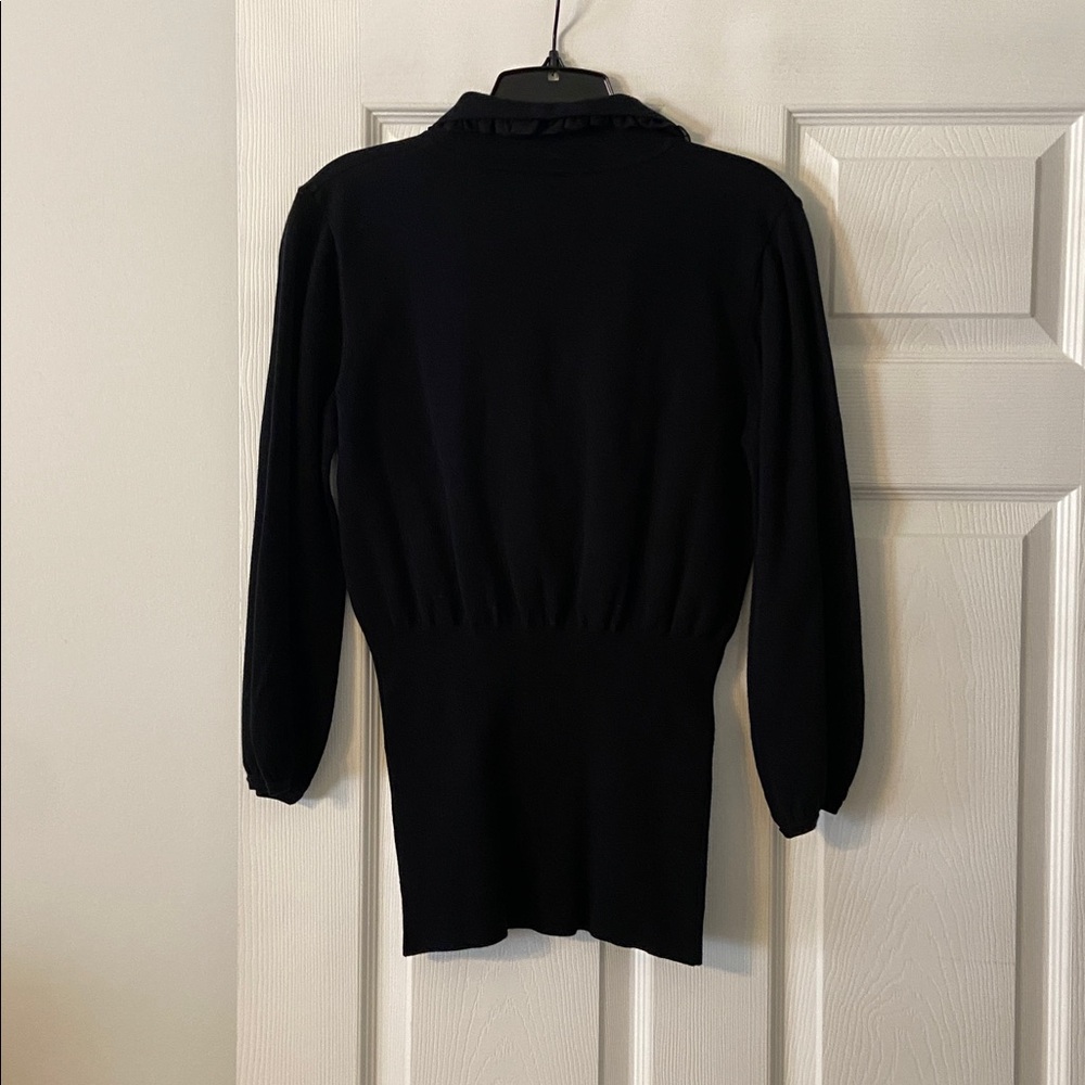 Sara L Black Mid Sleeve Top with Ruffle Detail size M brand new length 27” - Picture 4 of 8